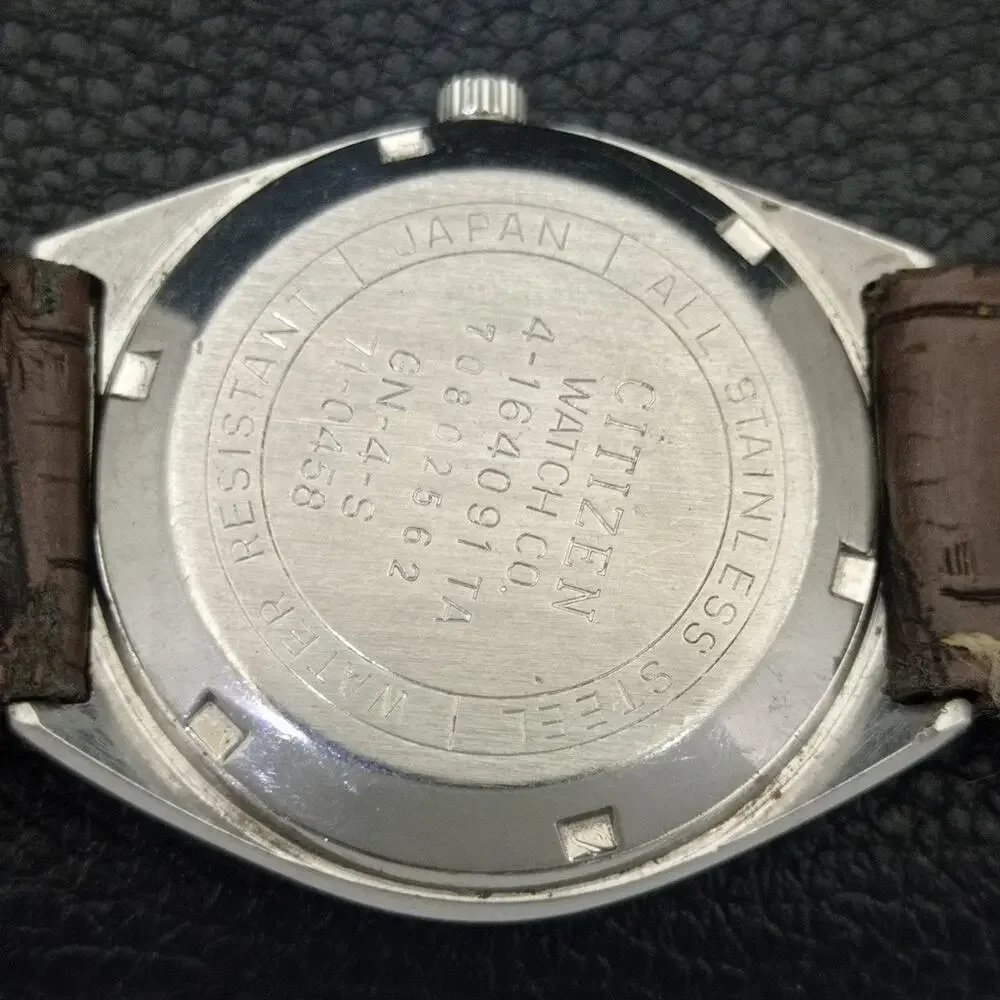 Vintage 1975 Citizen Automatic Mens Silver Watch W/daydate & Blue accents